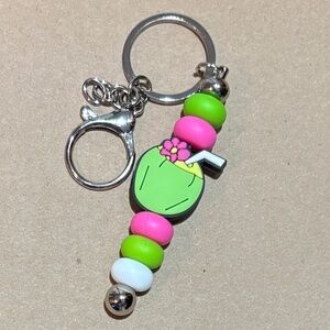 Silicone Bead Keychain - Tropical Drink/Coconut/Vacation